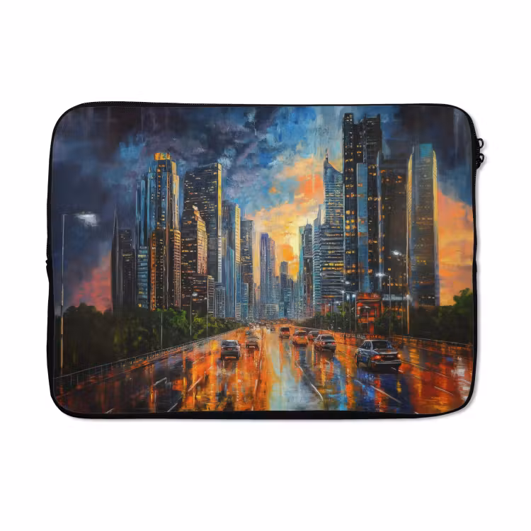Laptophoes - Auto - Skyline - Zon - Blauw — 5