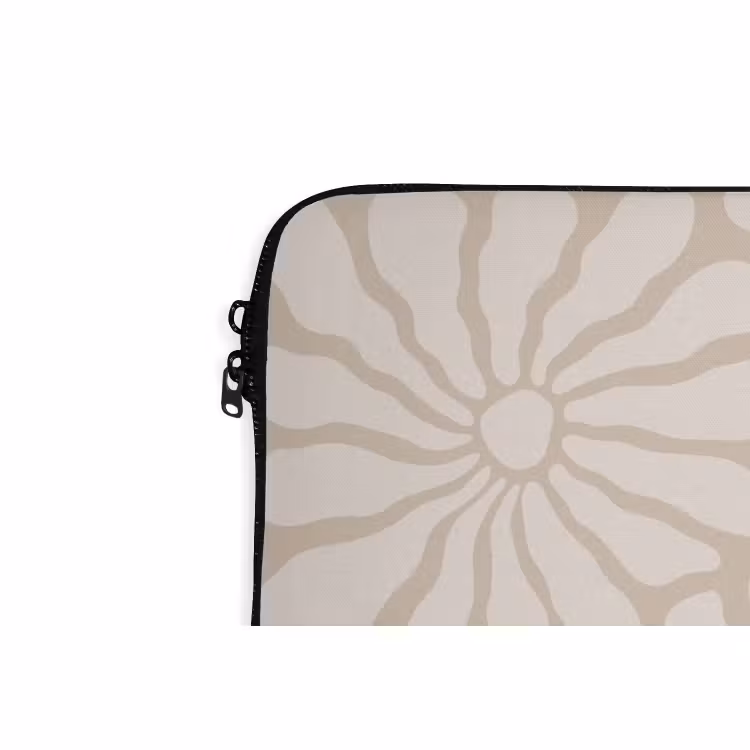 Laptophoes - Bloemen - Print - Beige - Bruin - Minimalistisch — 6