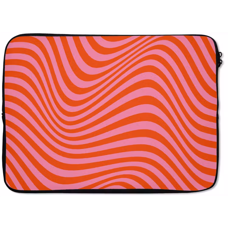 Laptophoes - Golvend patroon - Rood - Roze - Lijnen — 1
