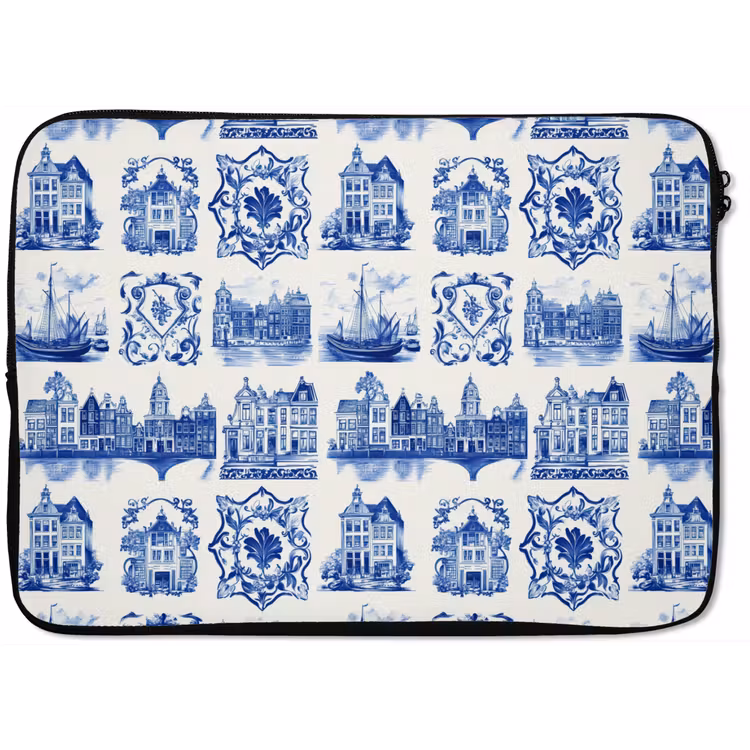 Laptophoes - Huizen - Schepen - Blauw — 1