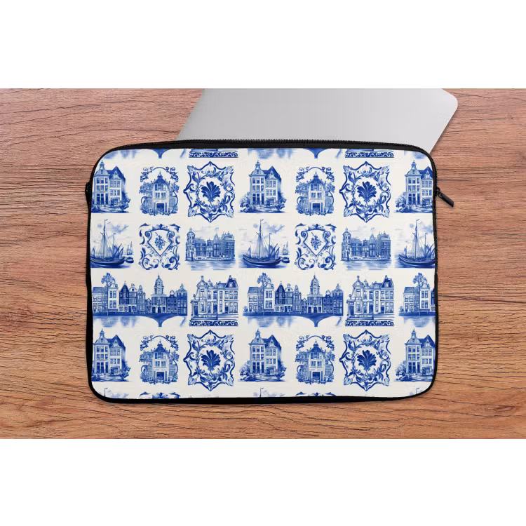 Laptophoes - Huizen - Schepen - Blauw — 2