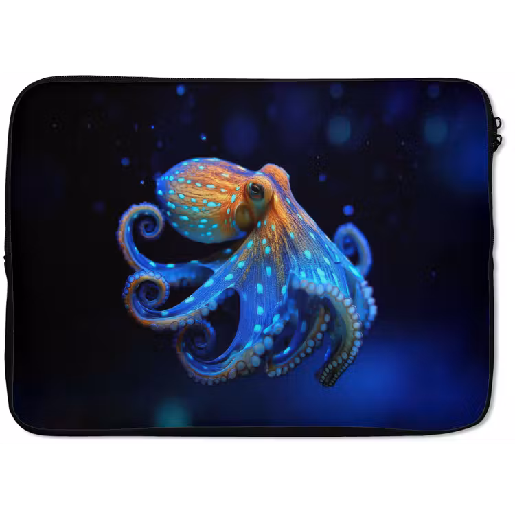 Laptophoes - Octopus - Stippen - Blauw - Zee — 1