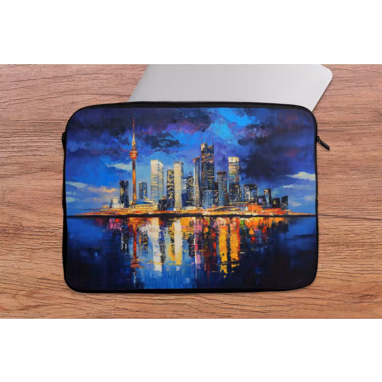 Laptophoes - Skyline Toronto - Modern - Stadslicht - Blauw — 2