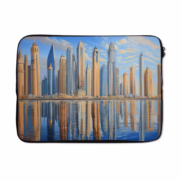 Laptophoes - Skyline - Wolkenkrabbers - Water - Blauw — 5