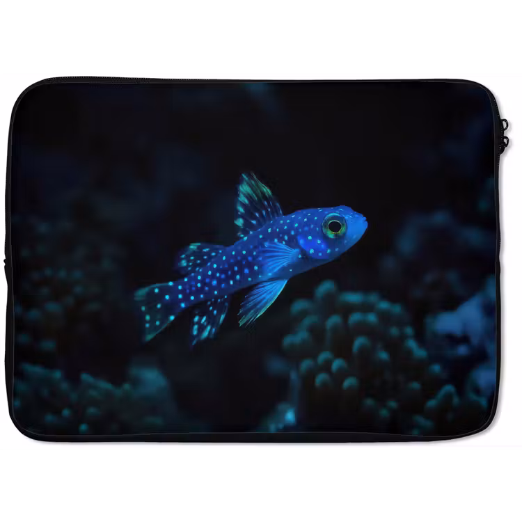 Laptophoes - Vis - Stippen - Koraal - Blauw — 1