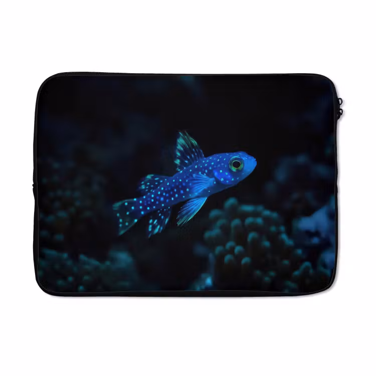 Laptophoes - Vis - Stippen - Koraal - Blauw — 5