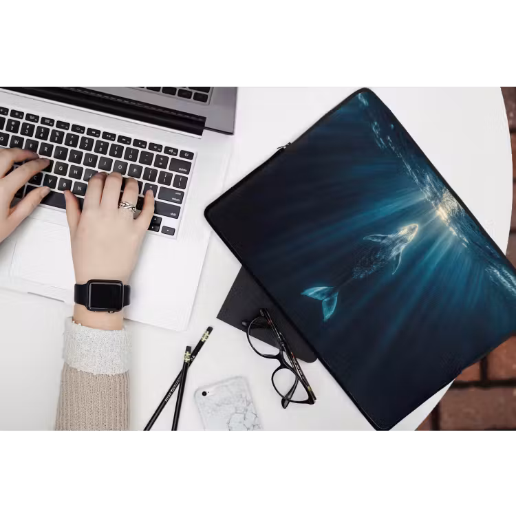Laptophoes - Walvis - Water - Zonnestralen - Blauw — 3