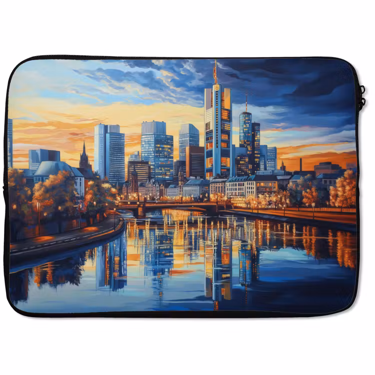 Laptophoes - Zonsondergang Frankfurt - Stad - Skyline - Water — 1