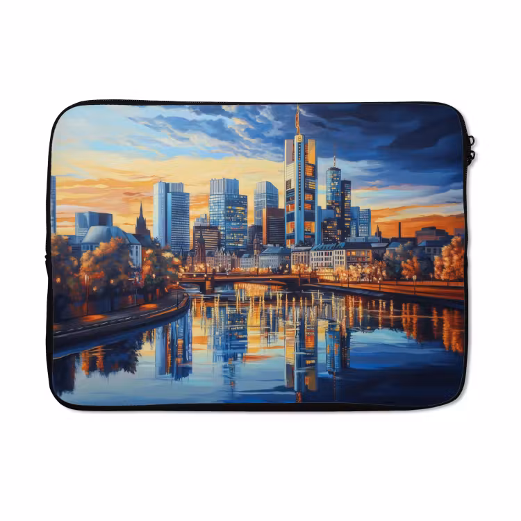 Laptophoes - Zonsondergang Frankfurt - Stad - Skyline - Water — 5