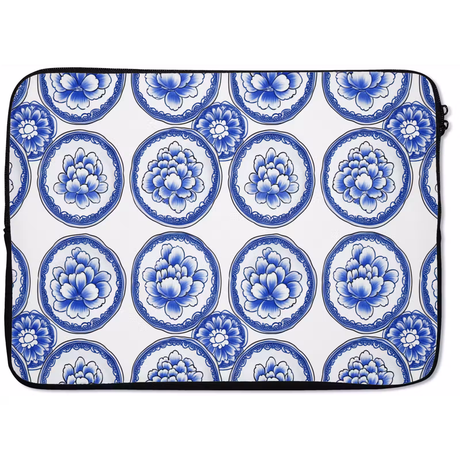 Laptophoes - Cirkels - Bloemen - Blauw — 1