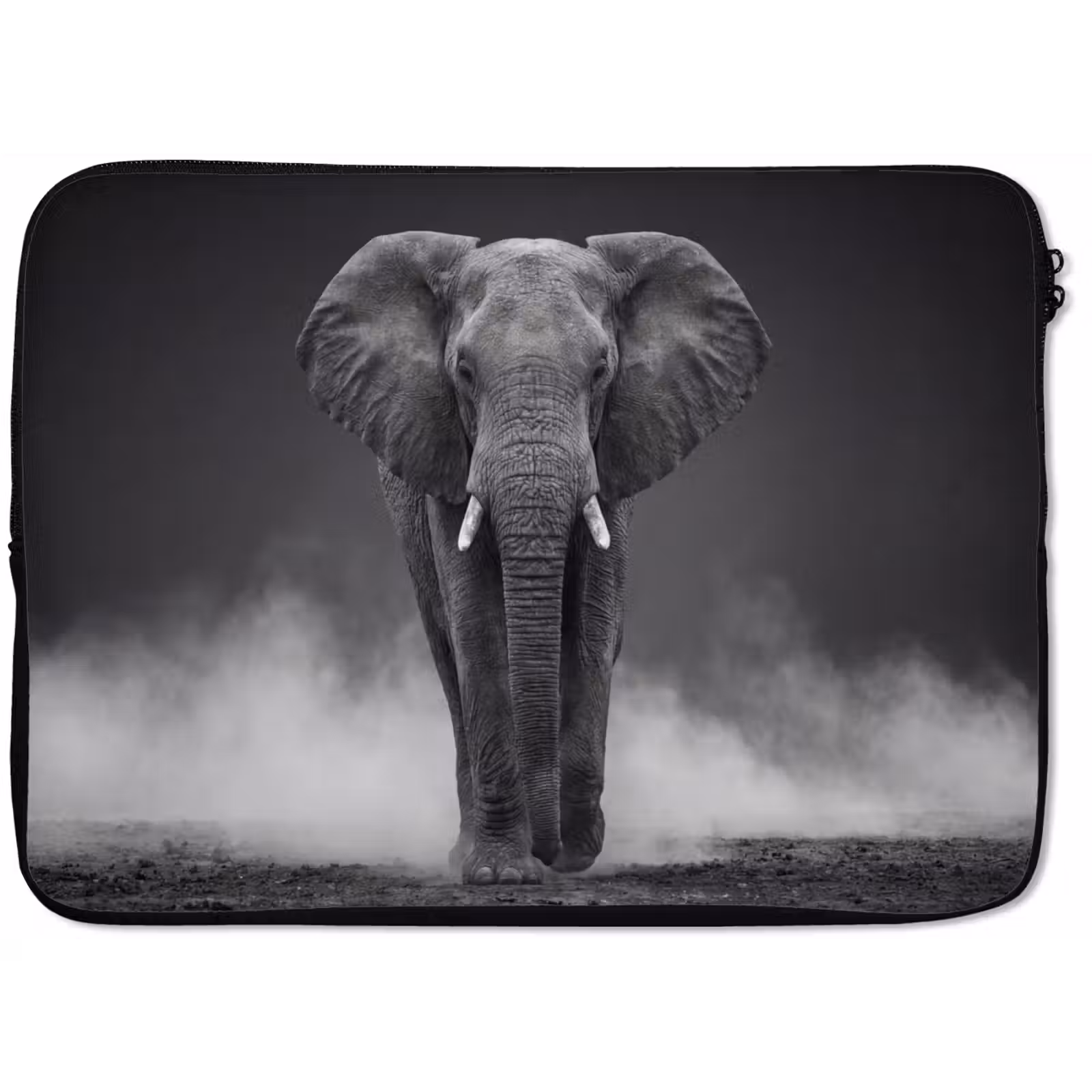 Laptophoes - Olifant - Zwart - Wit - Rook — 1