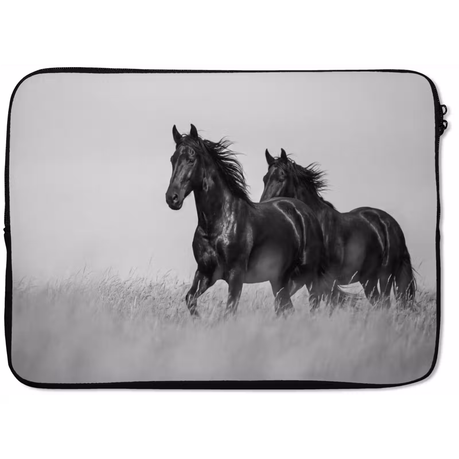 Laptophoes - Paarden - Gras - Zwart - Wit — 1