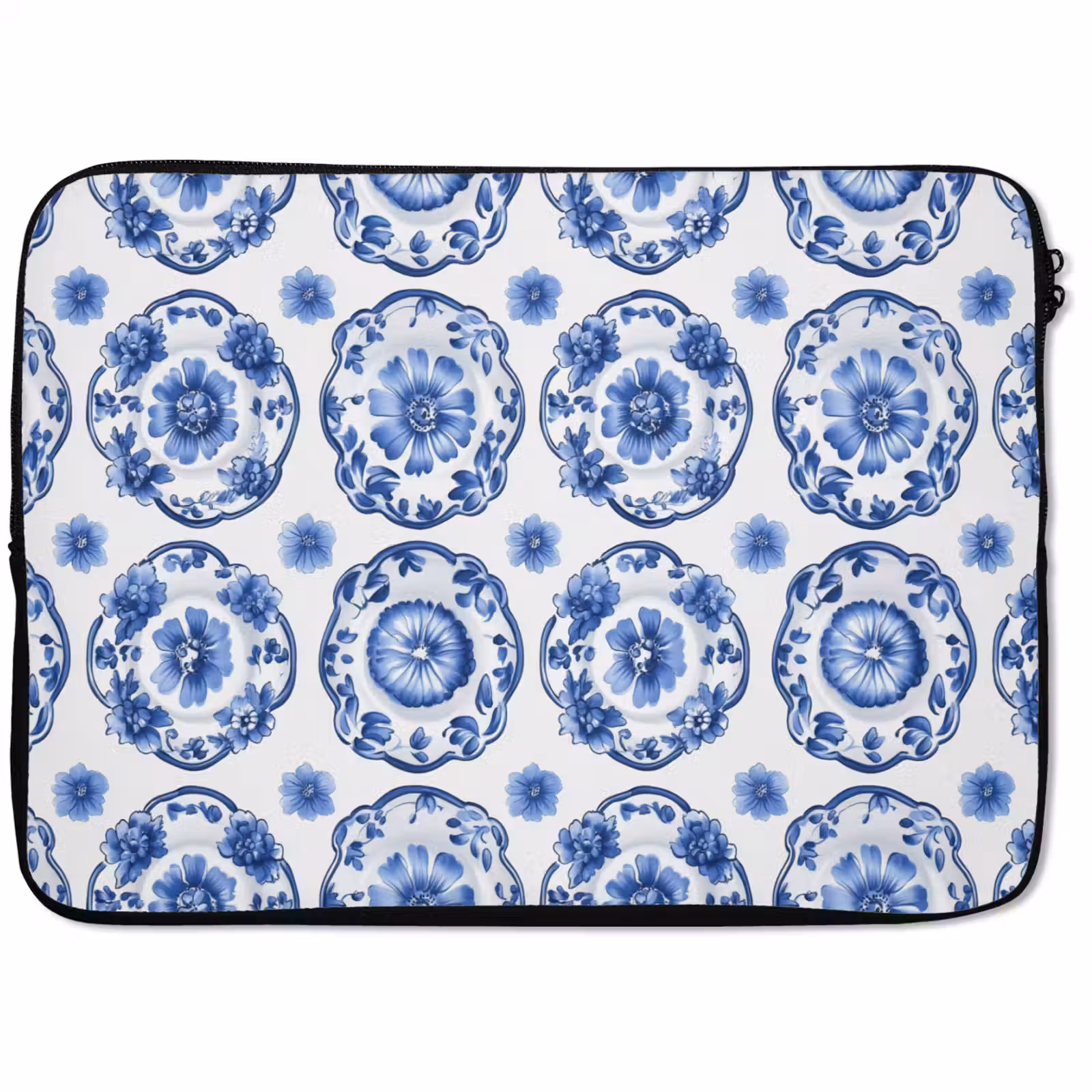 Laptophoes - Sierborden - Bloemen - Blauw — 1