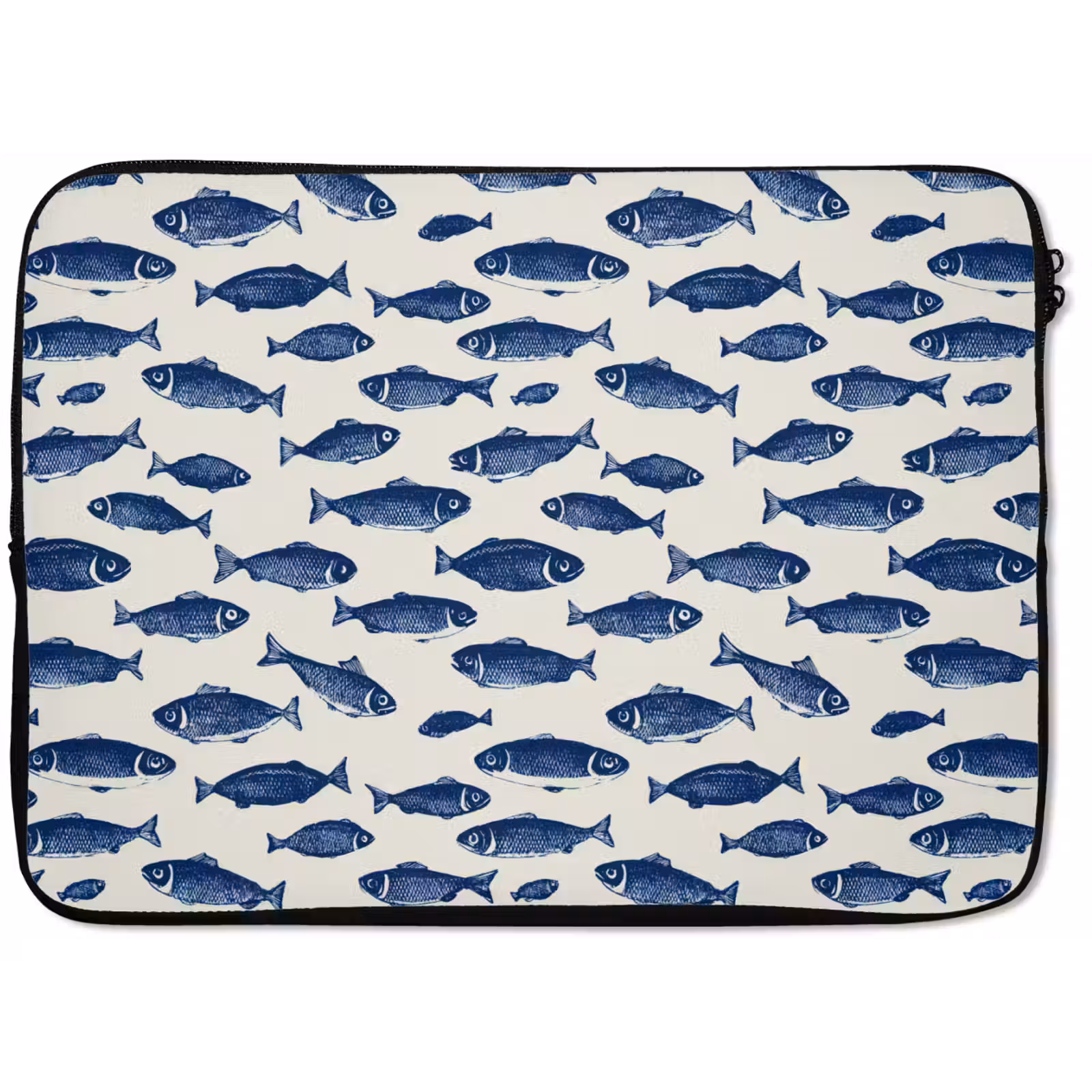 Laptophoes - Vissen - Patroon - Blauw - Wit — 1