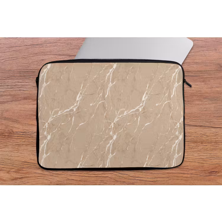 Laptophoes - Beige - Marmer - Organisch - Wit — 2