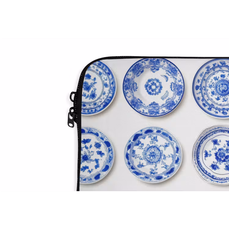 Laptophoes - Borden - Bloemen - Patroon - Blauw — 6