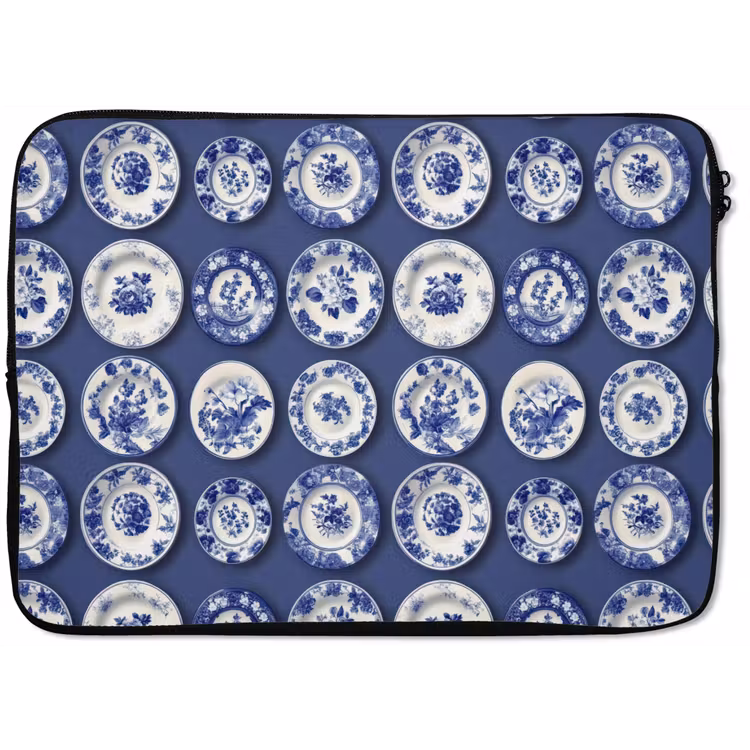 Laptophoes - Borden - Floraal - Blauw — 1