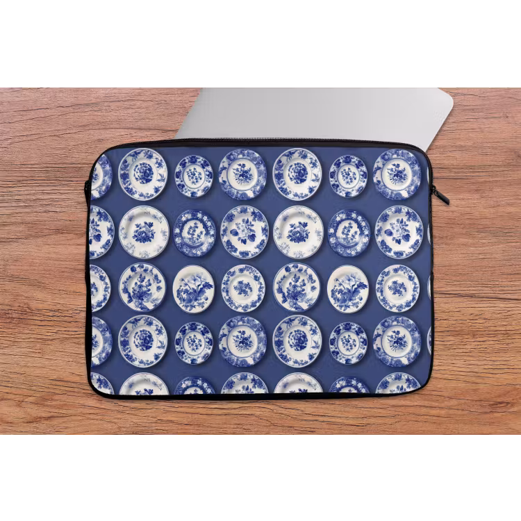 Laptophoes - Borden - Floraal - Blauw — 2