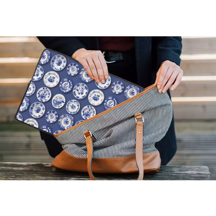 Laptophoes - Borden - Floraal - Blauw — 4