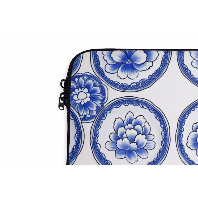 Laptophoes - Cirkels - Bloemen - Blauw — 6