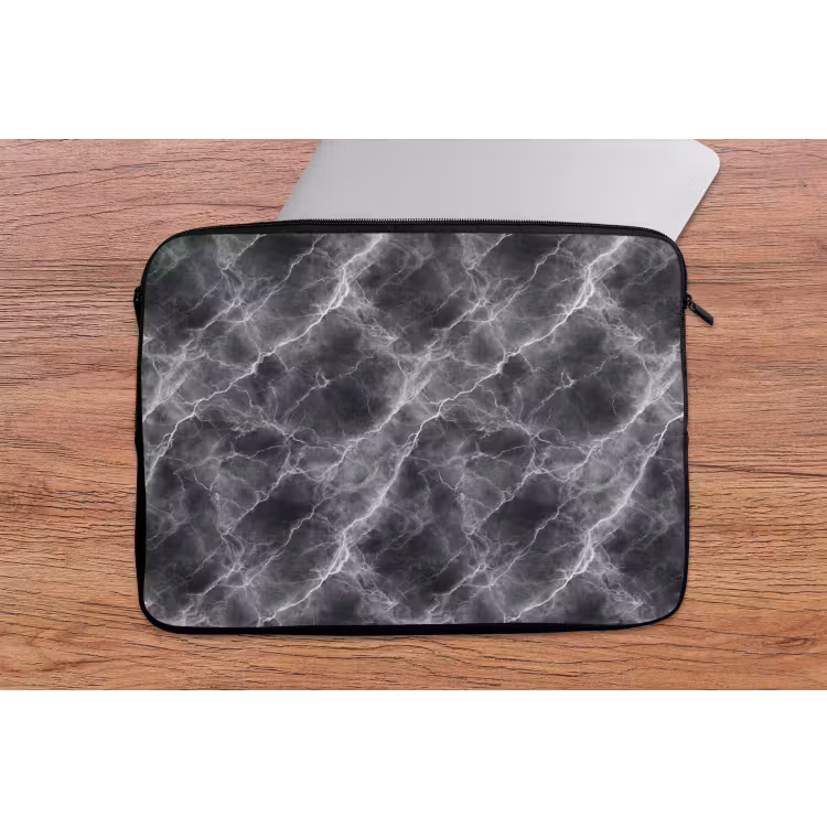 Laptophoes - Donkergrijs - Bliksem - Marmer — 2