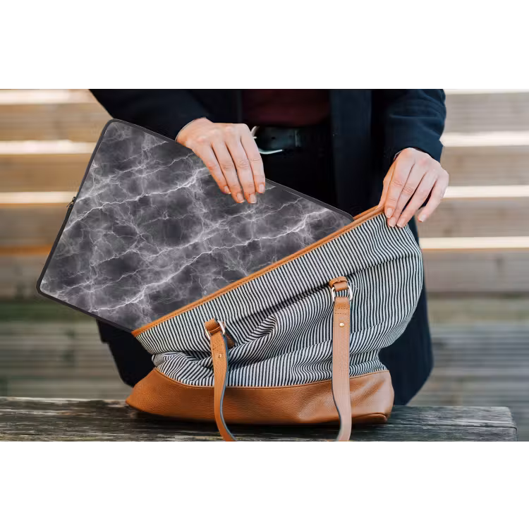 Laptophoes - Donkergrijs - Bliksem - Marmer — 4