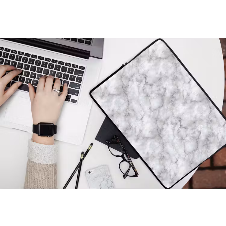 Laptophoes - Grijs - Marmer - Klassiek - Aders — 3