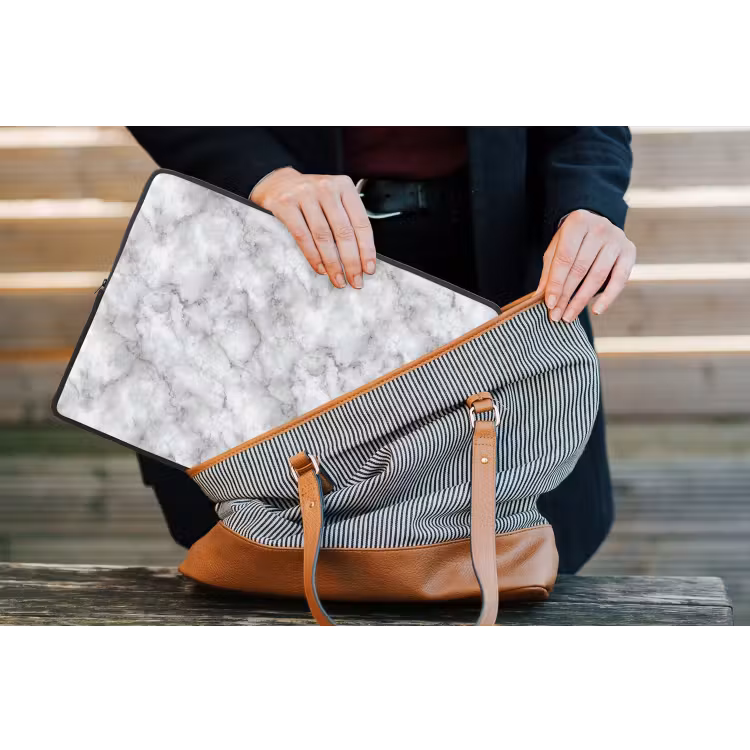Laptophoes - Grijs - Marmer - Klassiek - Aders — 4