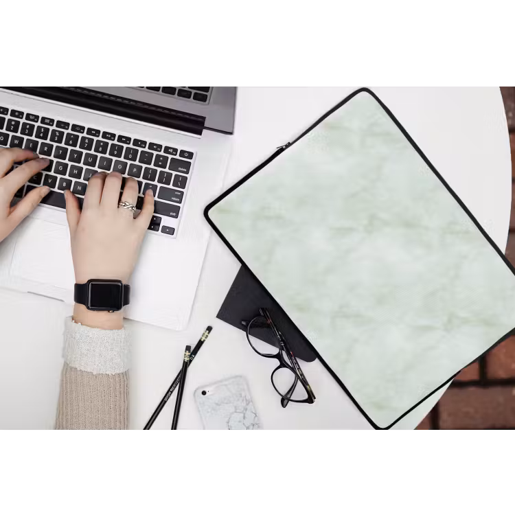 Laptophoes - Groen - Marmer - Vloeiende aders — 3