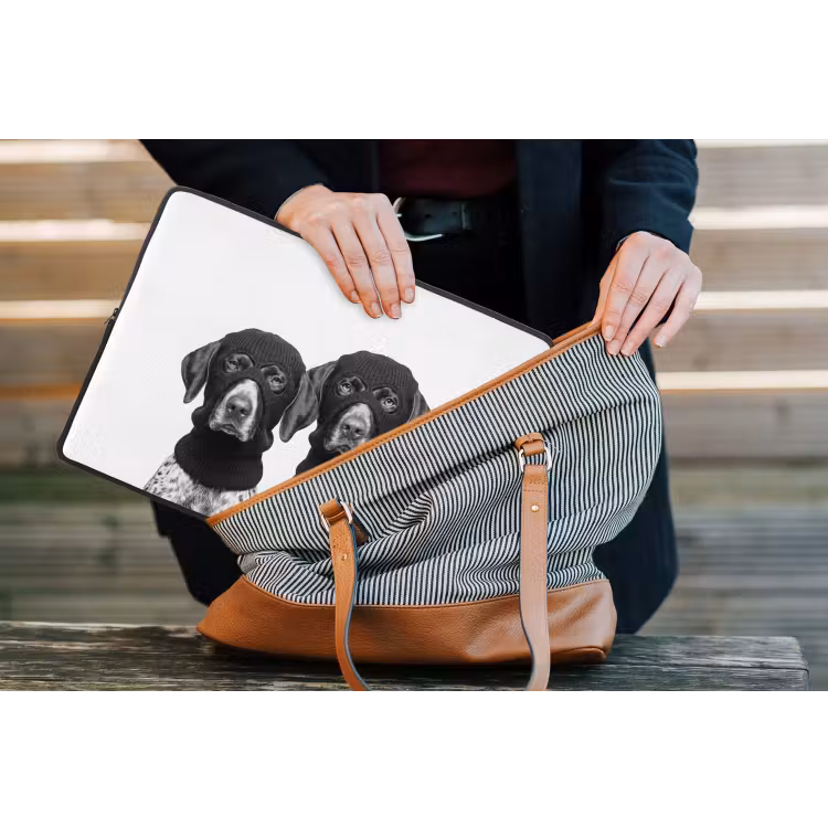 Laptophoes - Honden - Bivakmuts - Zwart - wit — 4