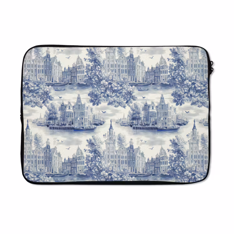 Laptophoes - Huizen - Bomen - Water - Vogels - Blauw — 5