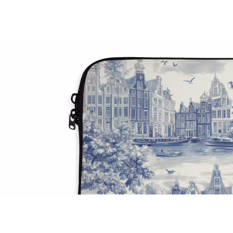 Laptophoes - Huizen - Bomen - Water - Vogels - Blauw — 6