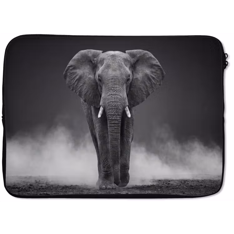Laptophoes - Olifant - Zwart - Wit - Rook — 1