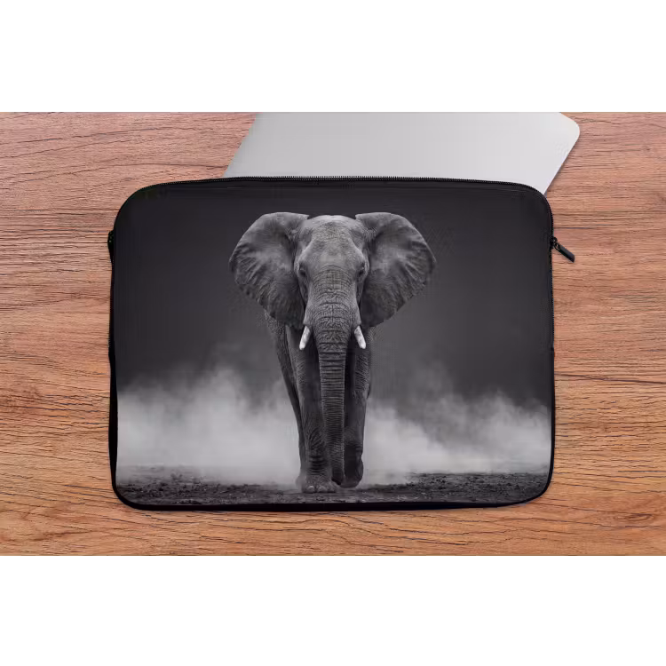 Laptophoes - Olifant - Zwart - Wit - Rook — 2