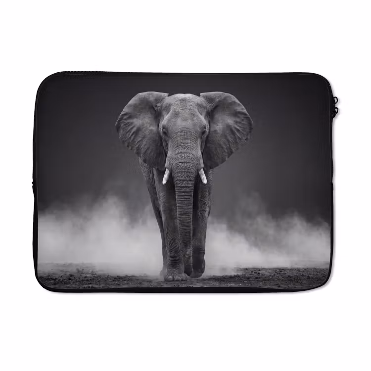 Laptophoes - Olifant - Zwart - Wit - Rook — 5