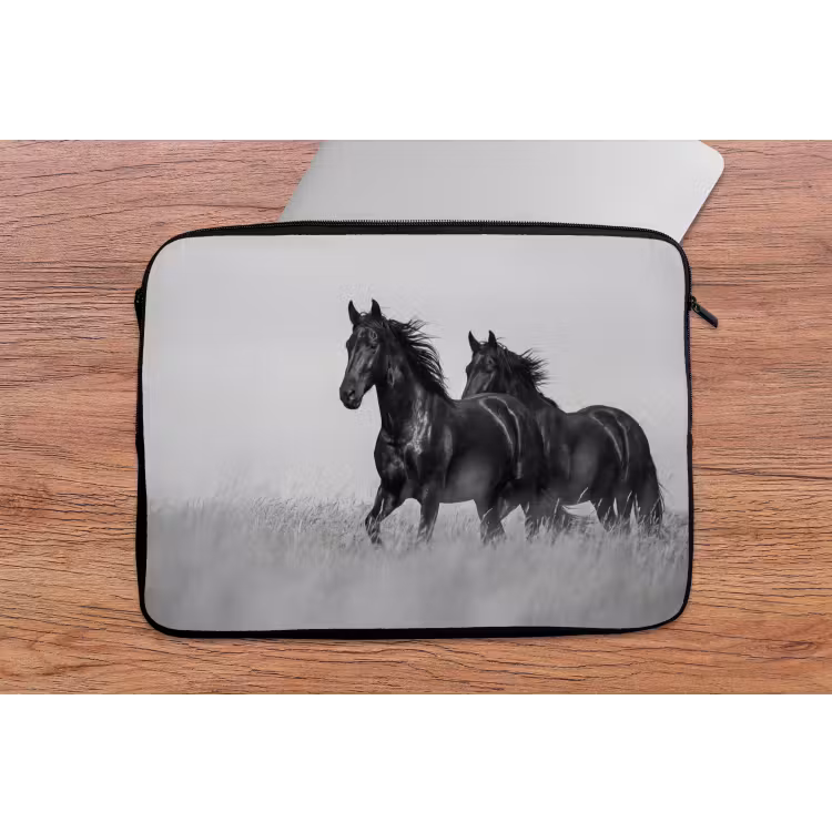 Laptophoes - Paarden - Gras - Zwart - Wit — 2
