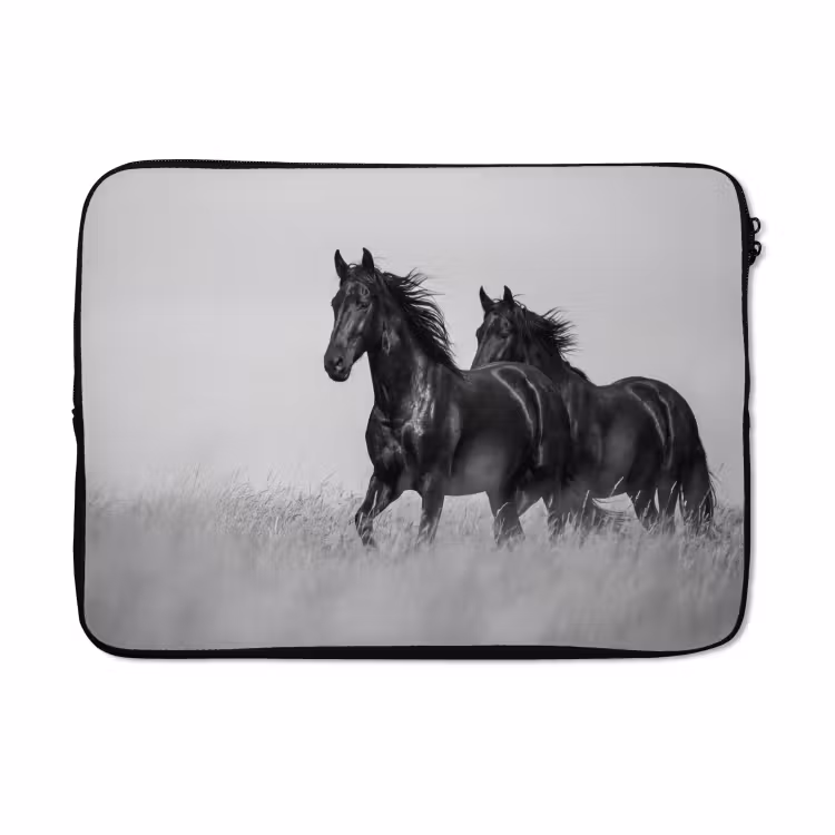Laptophoes - Paarden - Gras - Zwart - Wit — 5