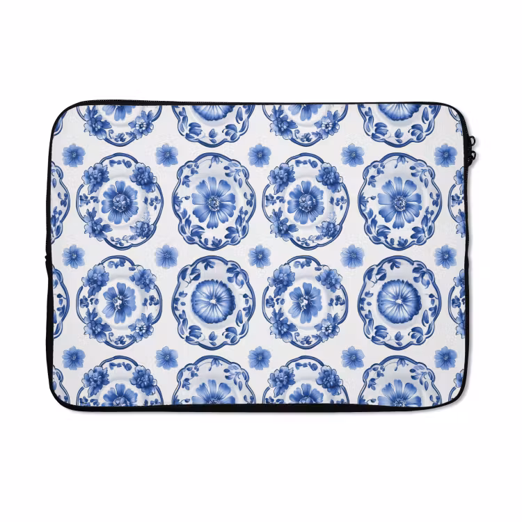 Laptophoes - Sierborden - Bloemen - Blauw — 5