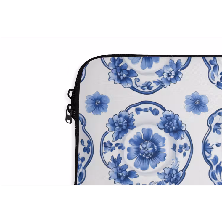 Laptophoes - Sierborden - Bloemen - Blauw — 6