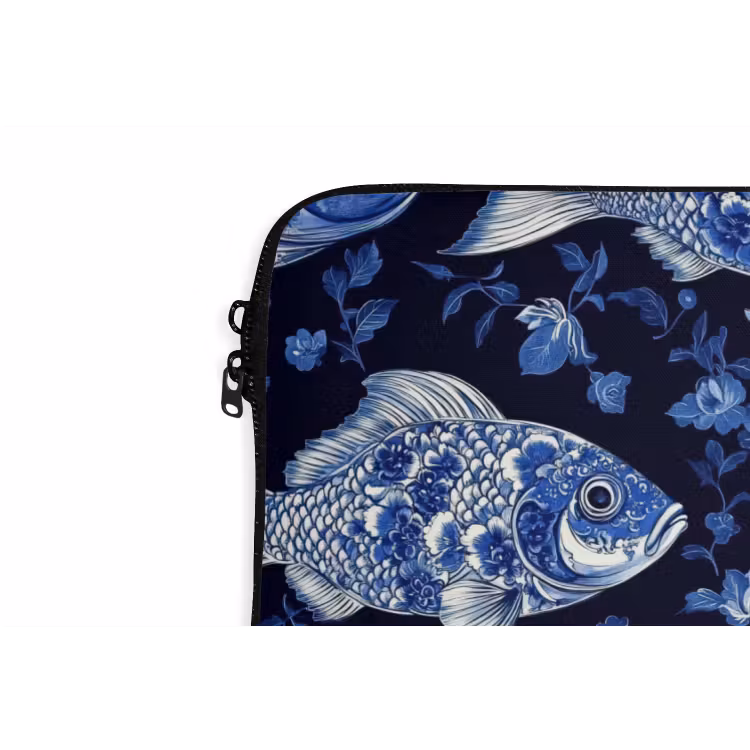 Laptophoes - Vissen - Bloemen - Blauw — 6