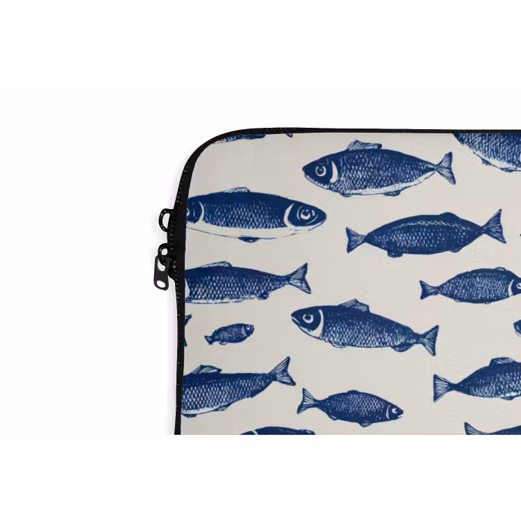 Laptophoes - Vissen - Patroon - Blauw - Wit — 6