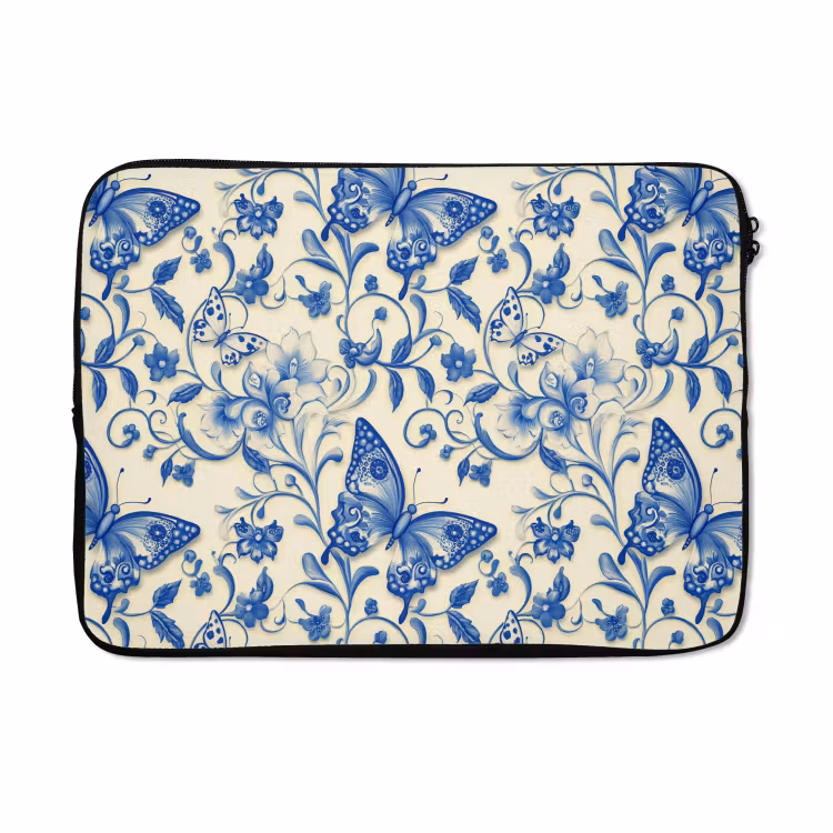 Laptophoes - Vlinders - Bloemen - Blauw - Botanisch — 5