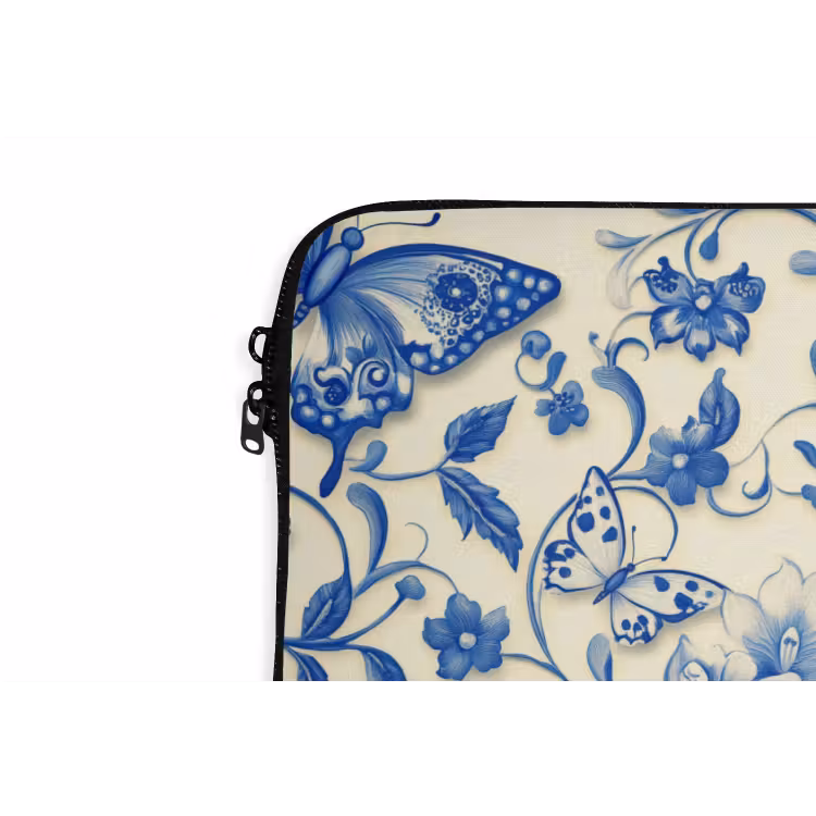 Laptophoes - Vlinders - Bloemen - Blauw - Botanisch — 6