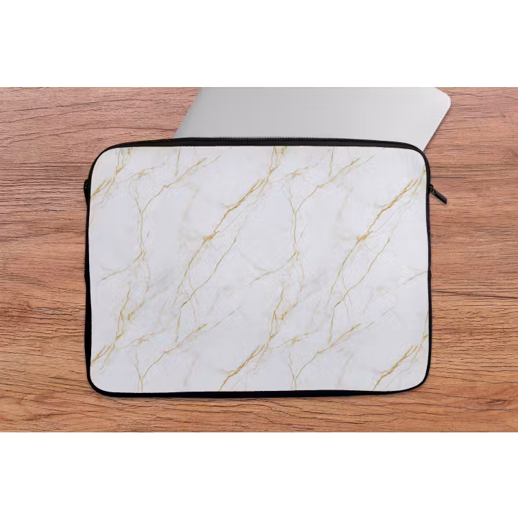 Laptophoes - Wit - Marmer - Goud - Luxueus — 2