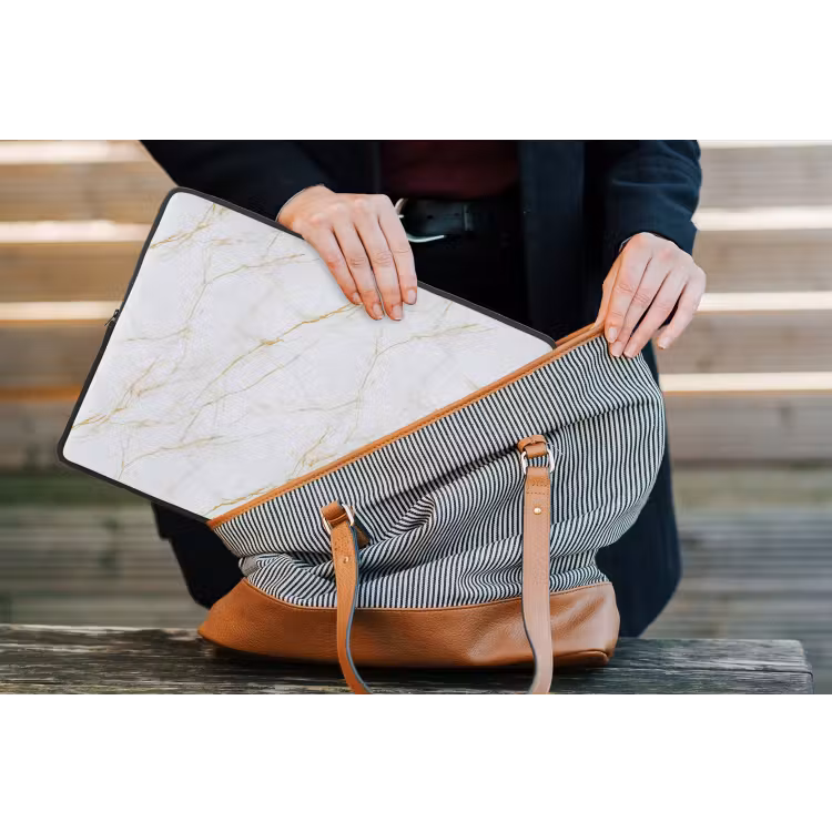 Laptophoes - Wit - Marmer - Goud - Luxueus — 4