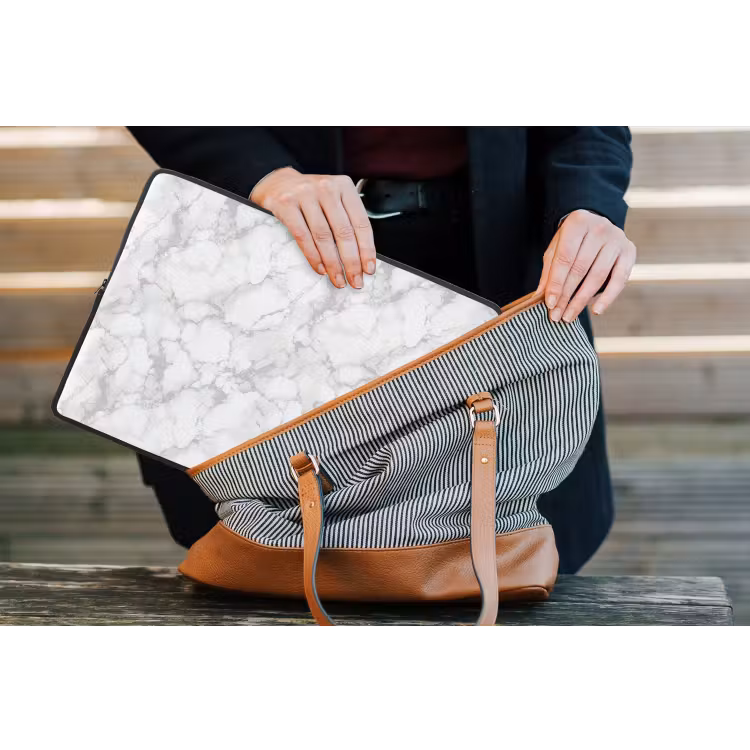 Laptophoes - Wit - Marmer - Grijs — 4