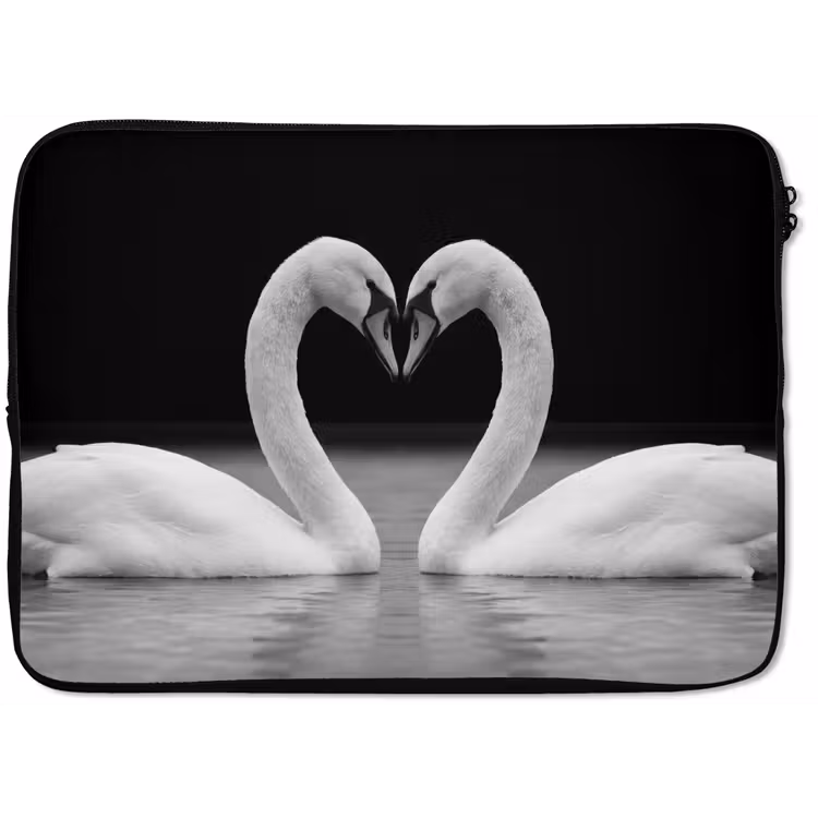Laptophoes - Zwanen - Hart - Zwart - Wit — 1