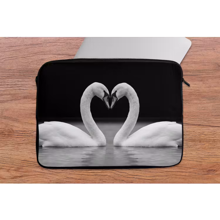 Laptophoes - Zwanen - Hart - Zwart - Wit — 2