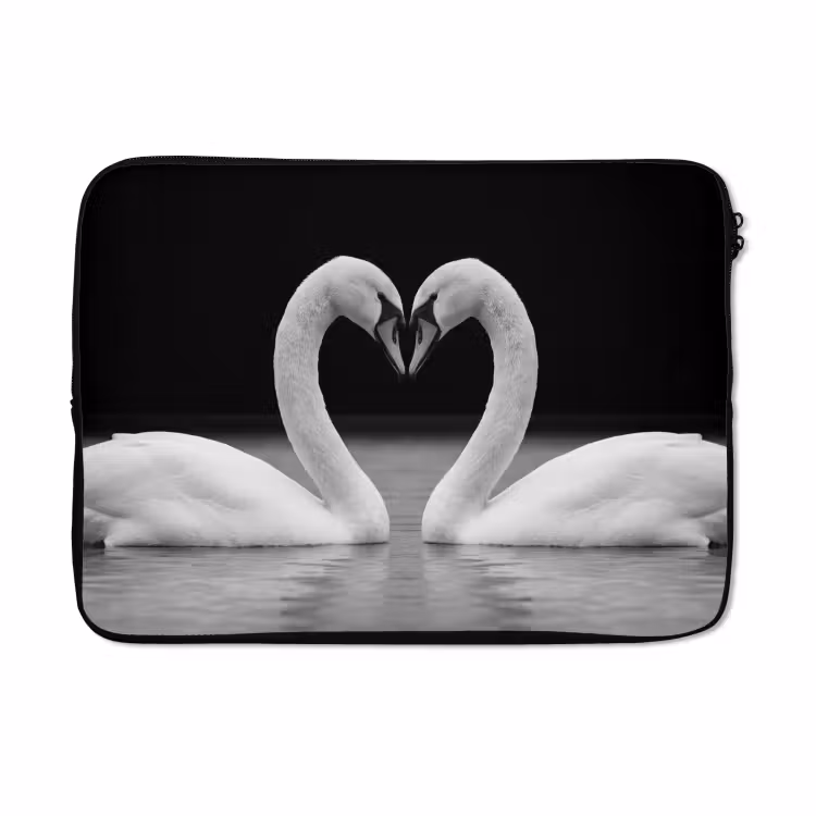 Laptophoes - Zwanen - Hart - Zwart - Wit — 5