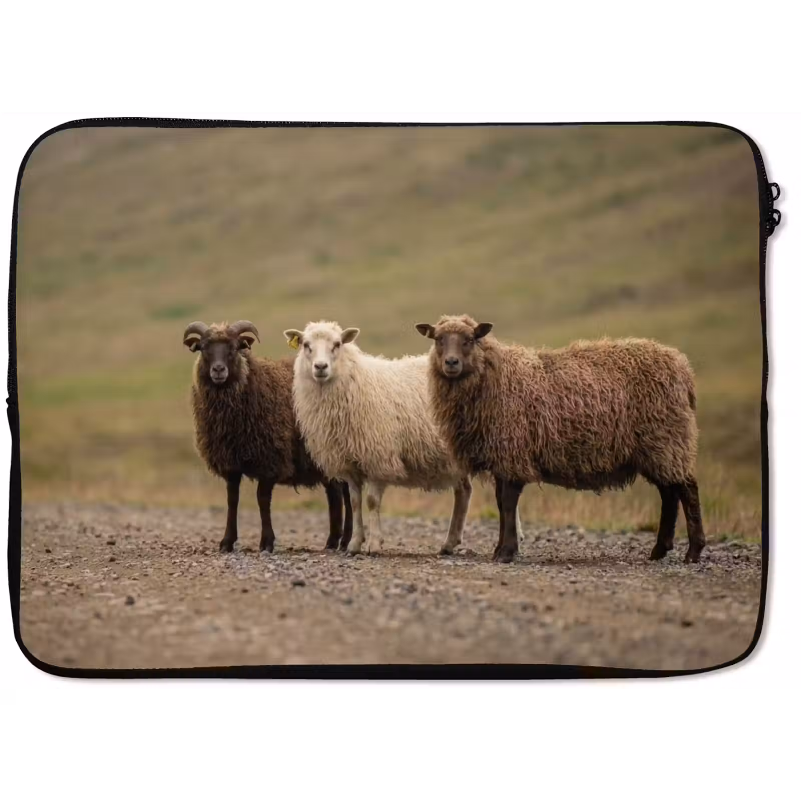 Laptophoes - Schapen - Bruin - Wit - Grindpad — 1